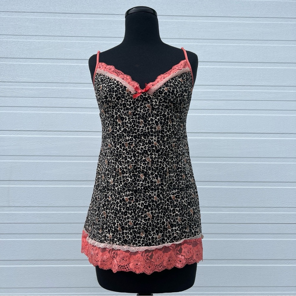 In Bloom by Jonquil Lace and Leopard Print Camisole Chemise, M